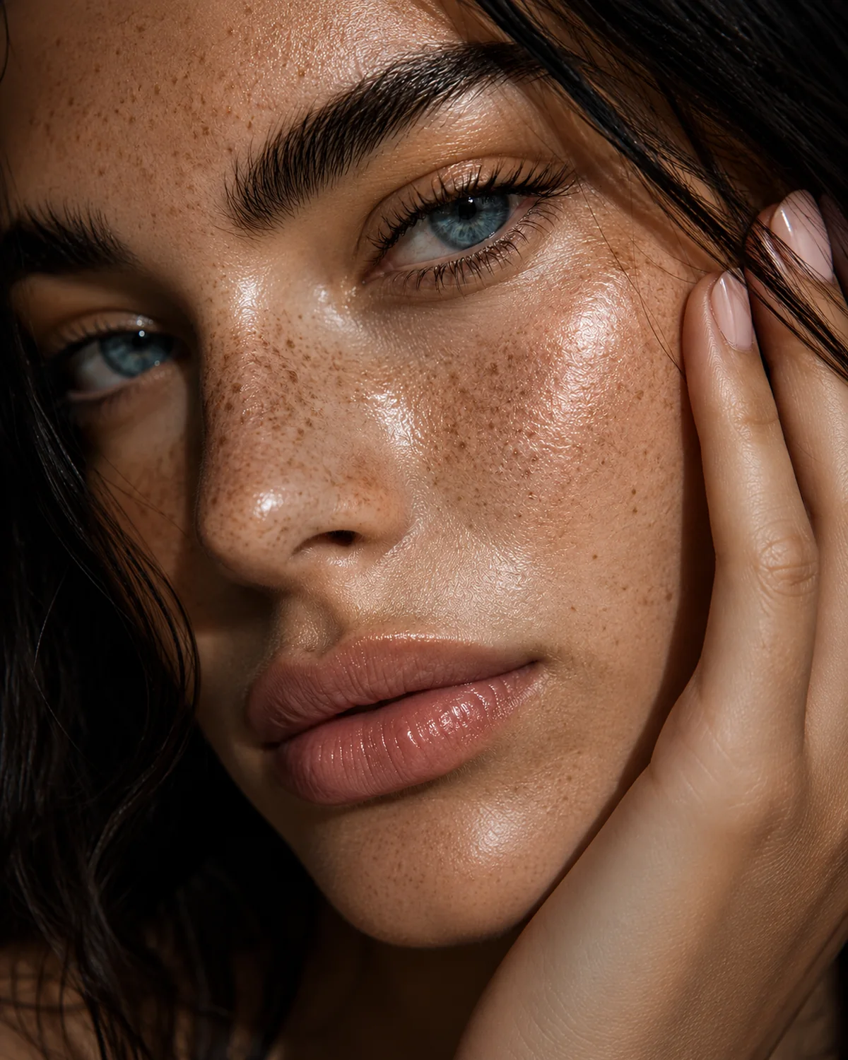 Žiarivá pleť s pehami, prirodzený beauty look