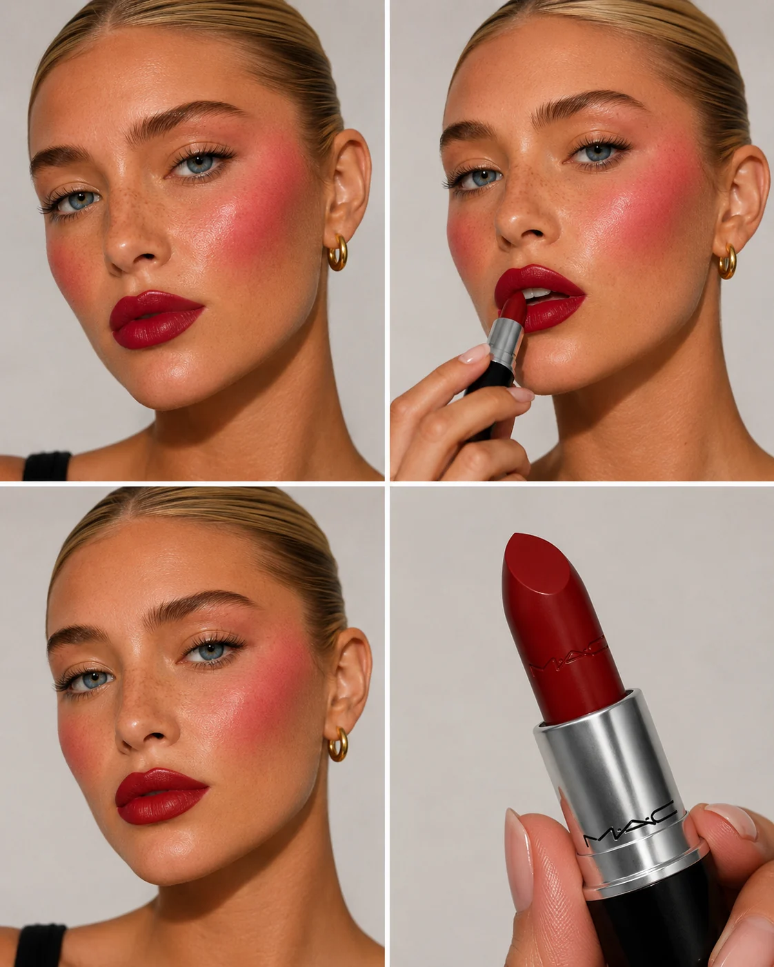 Červený MAC rúž a podtón pleti, makeup návod